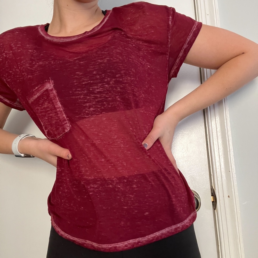 Semi Sheer Maroon T-Shirt